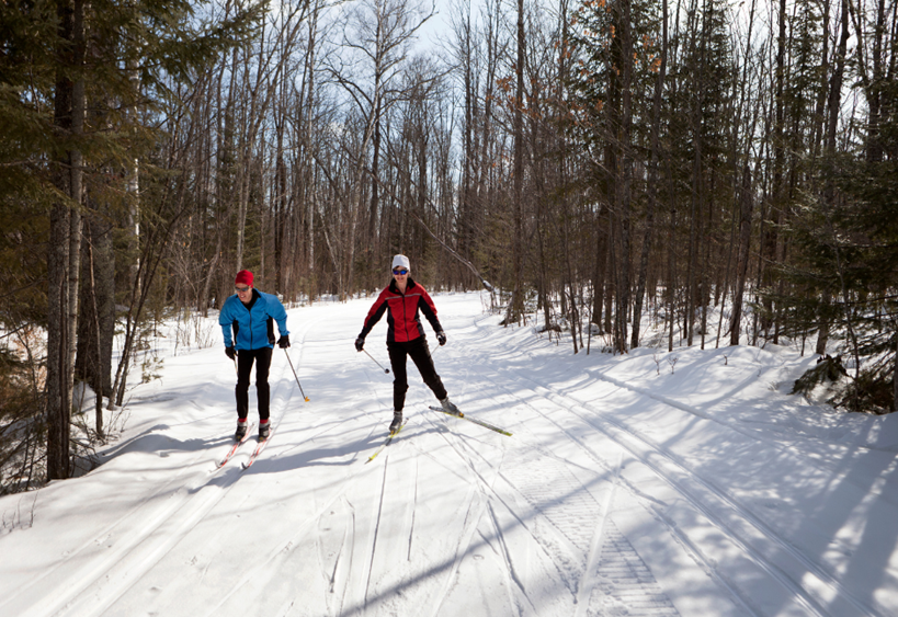 personnes pratiquant le ski de fond