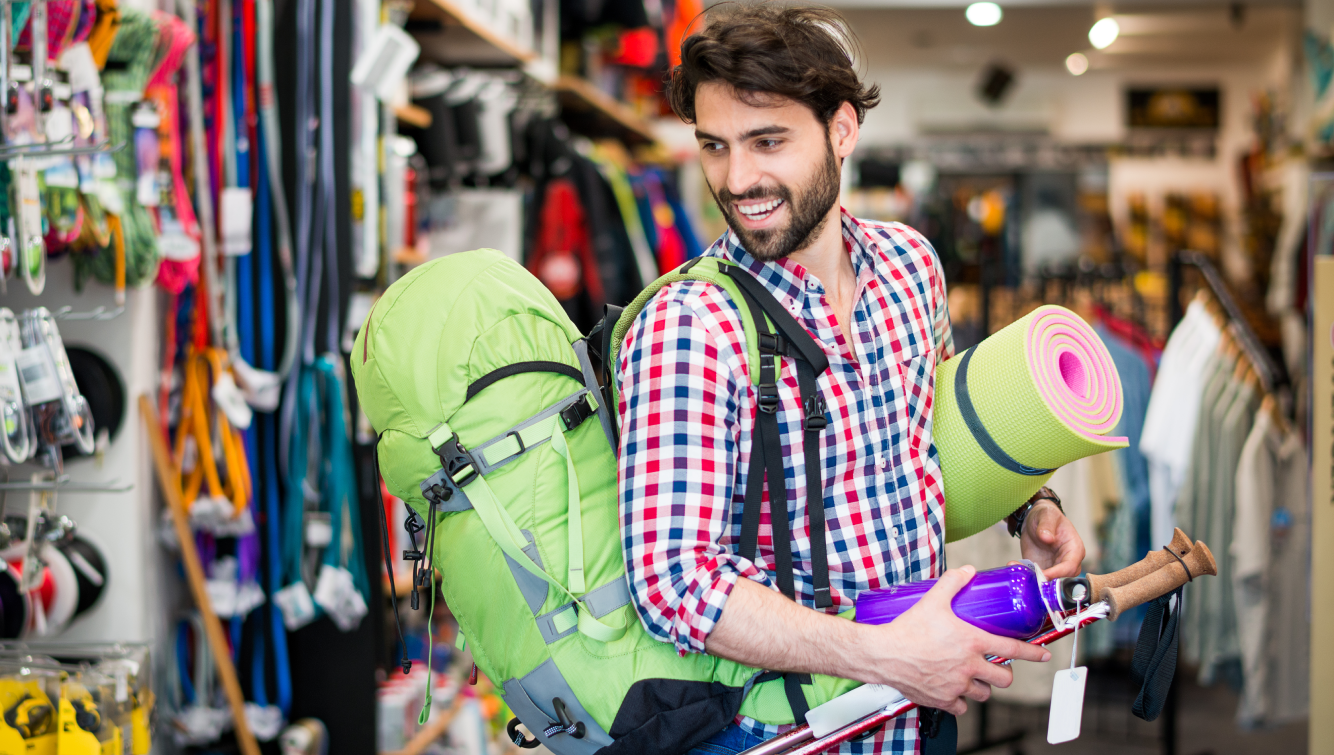 person shopping sports equipment