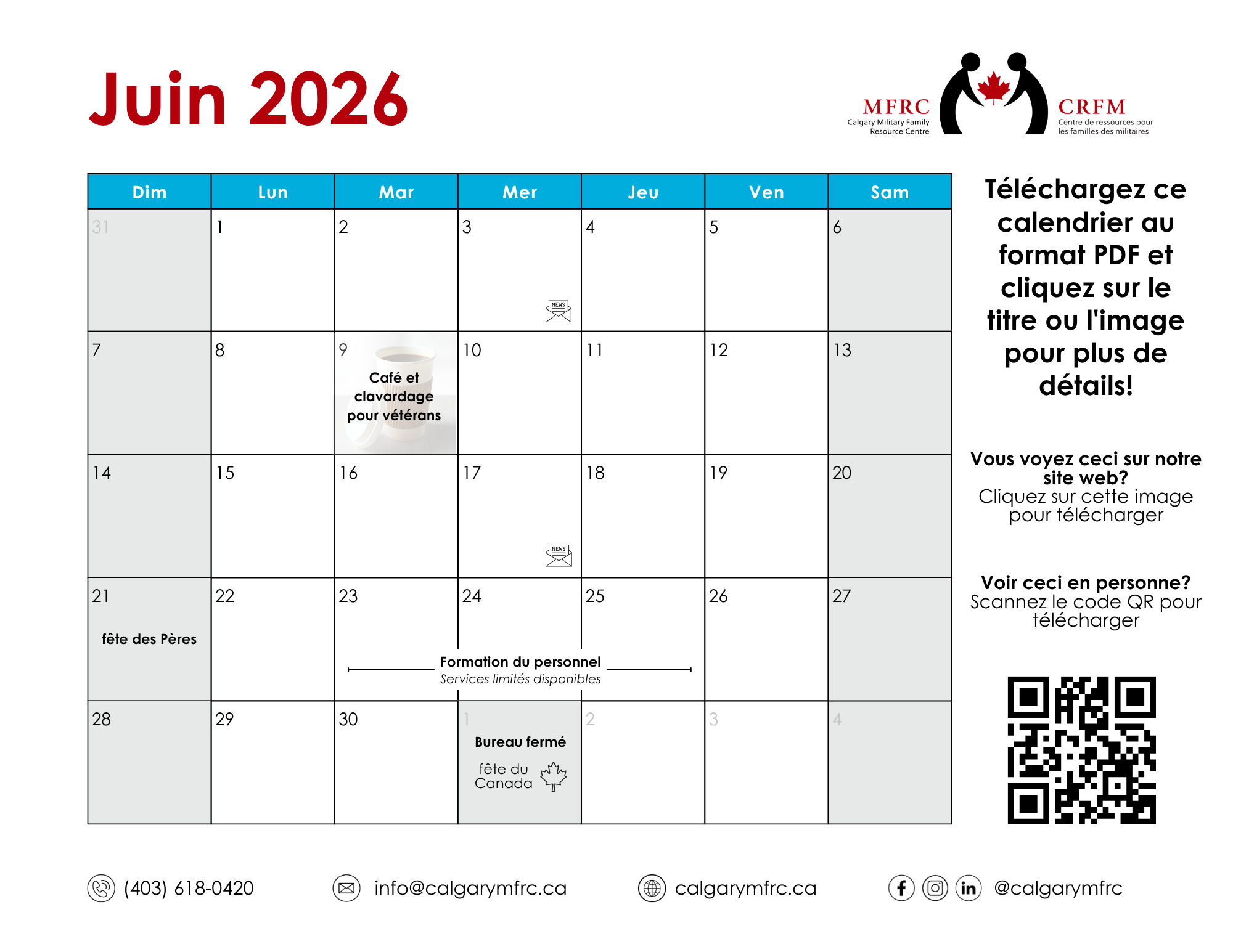 calendrier de juin