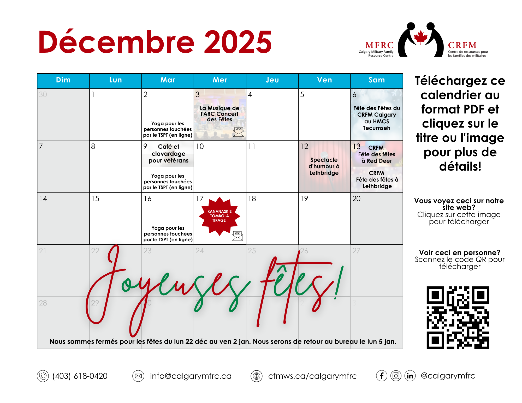 Decembre PDF Calendar