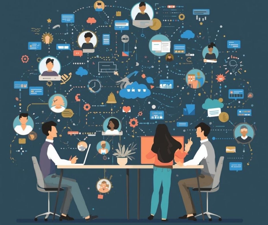 Image caricaturale des différents modes de communication.