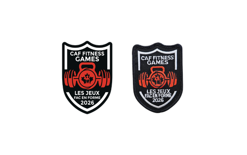 Prix de participation CAF Fitness comprenant un autocollant CAF Fitness et un patch Velcro.
