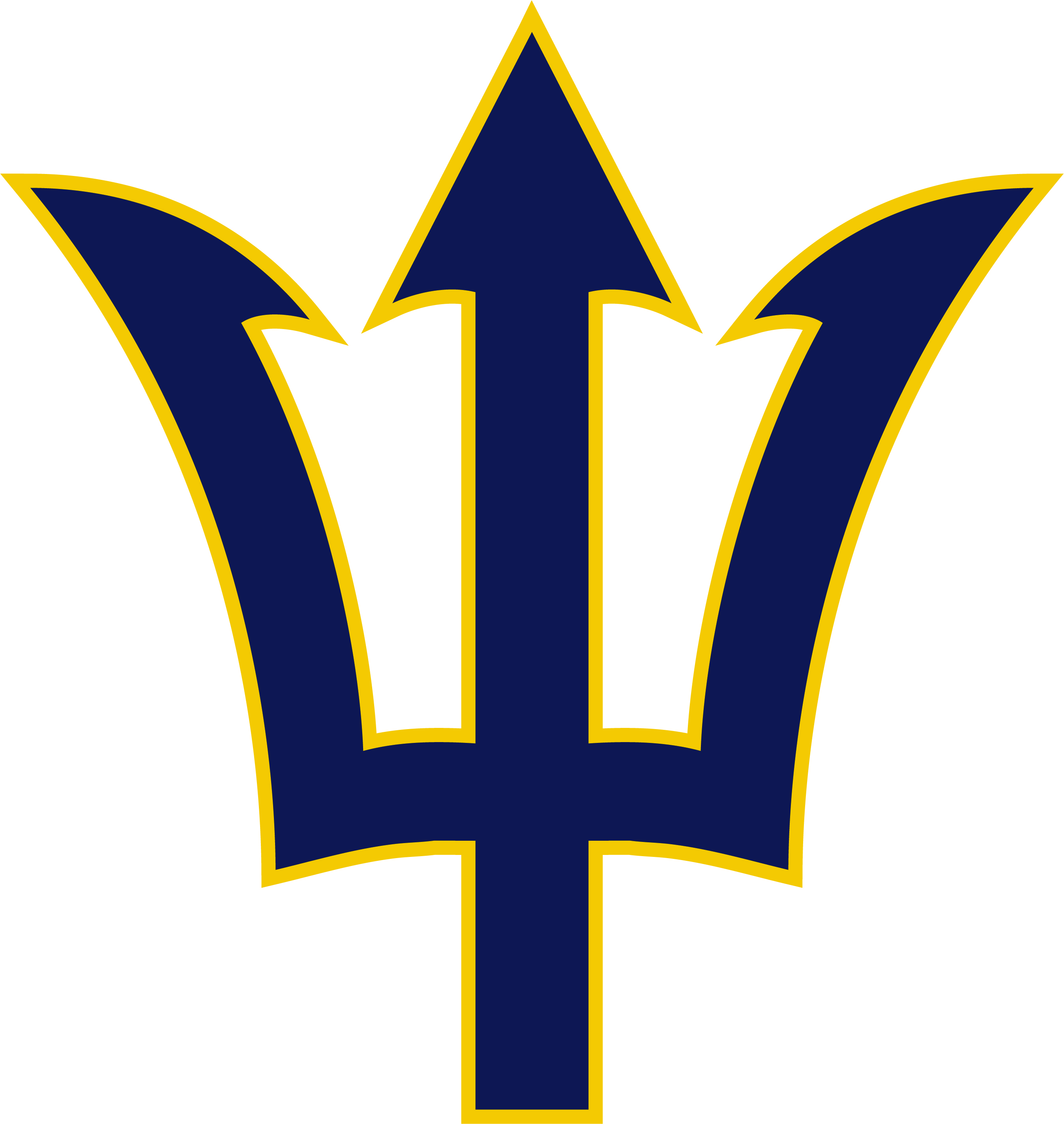 Trident logo navy blue with yellow frame