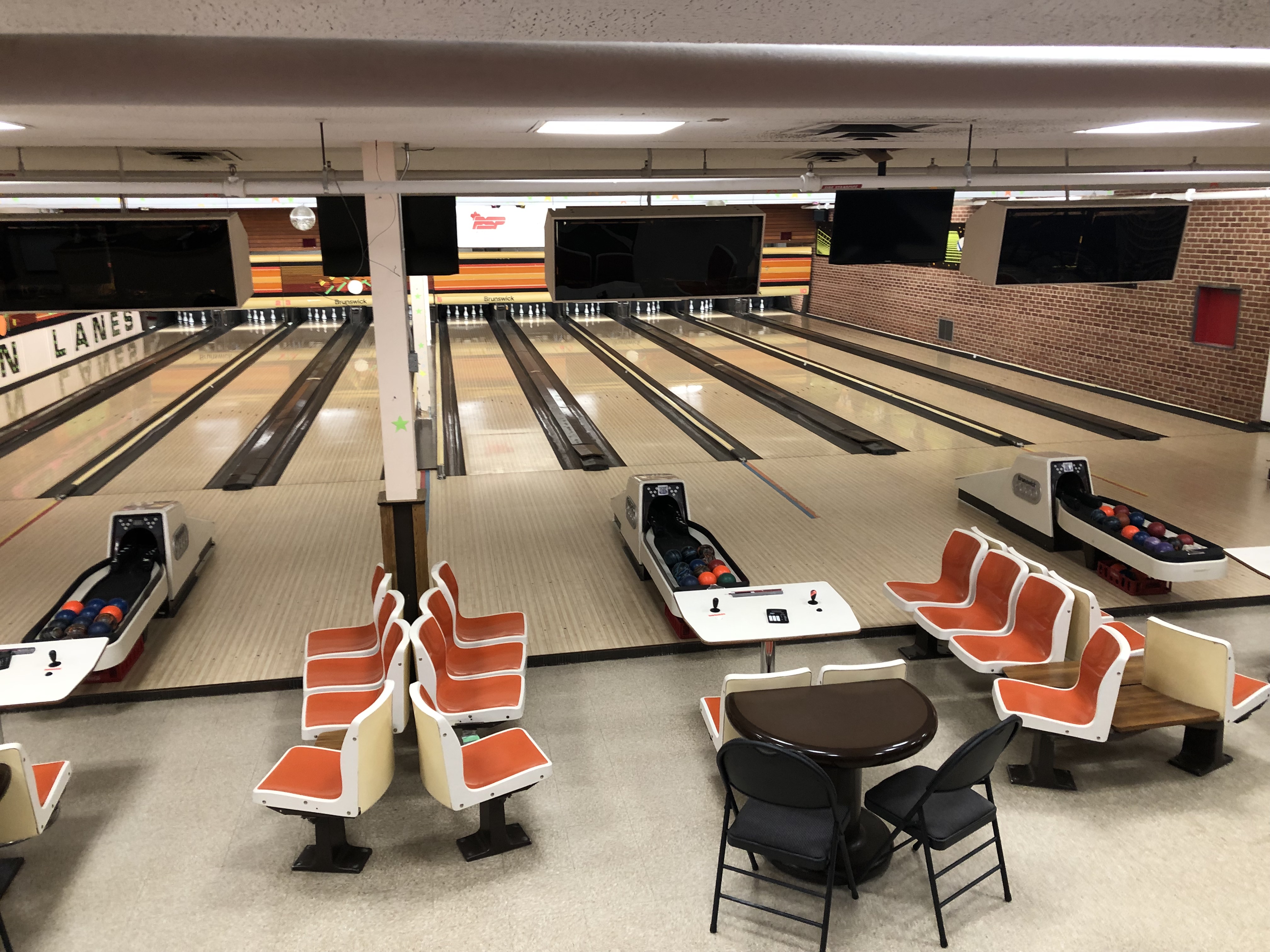bowling ball in alleyway