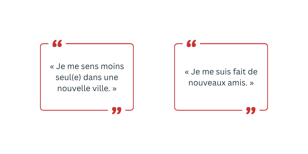 Bulle de dialogue rouge exprimant les préoccupations des jeunes concernant l'armée