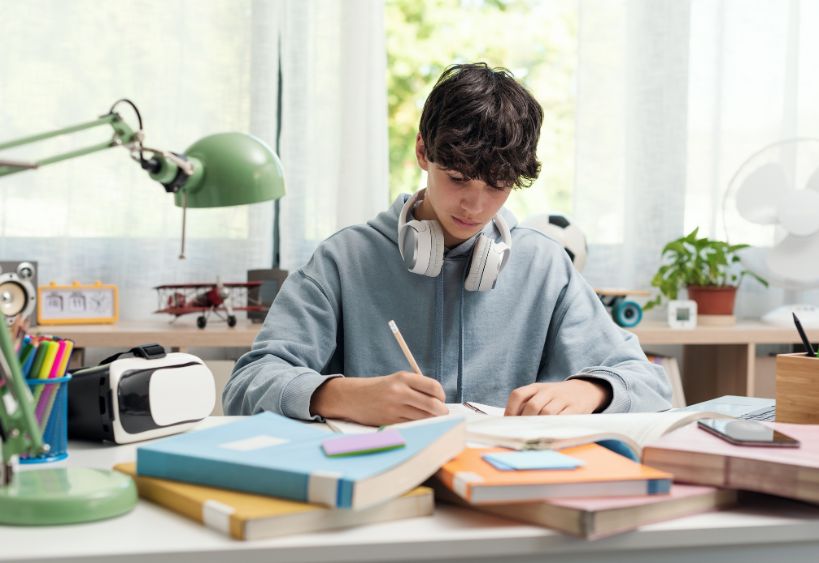 Pré-ado effectuant des devoirs