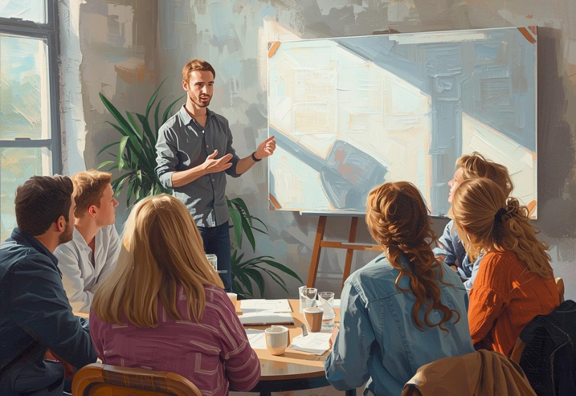 un cours collectif avec un travailleur social