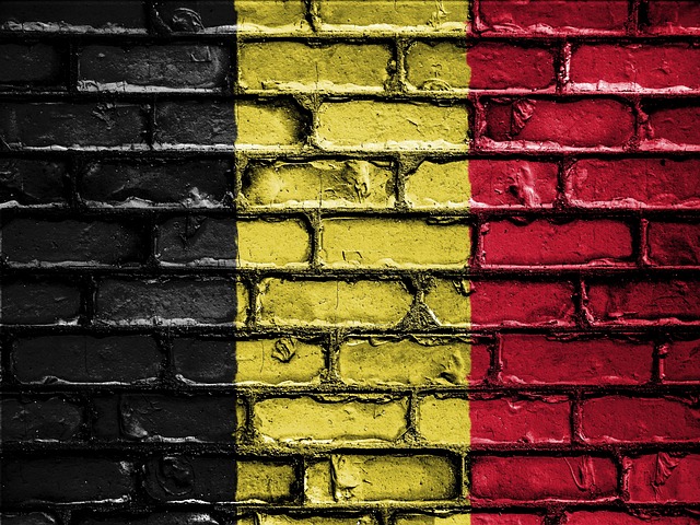 Drapeau belge peint sur un mur de briques