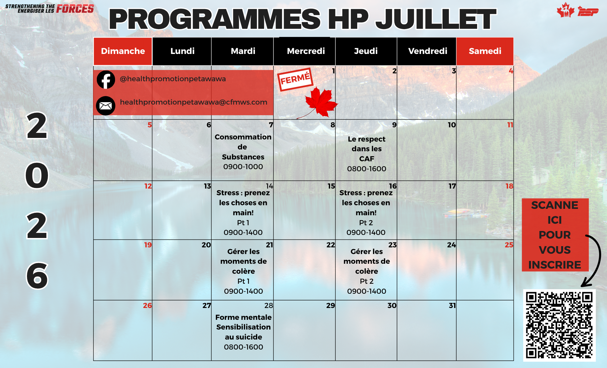 Calendrier de juillet