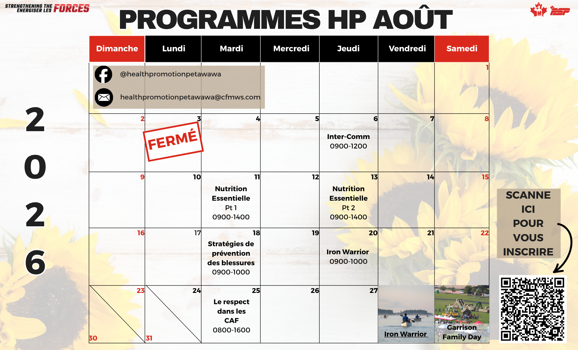 Calendrier d'août