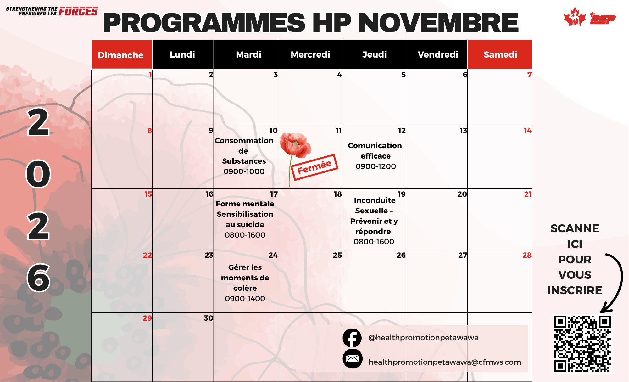 Calendrier du novembre