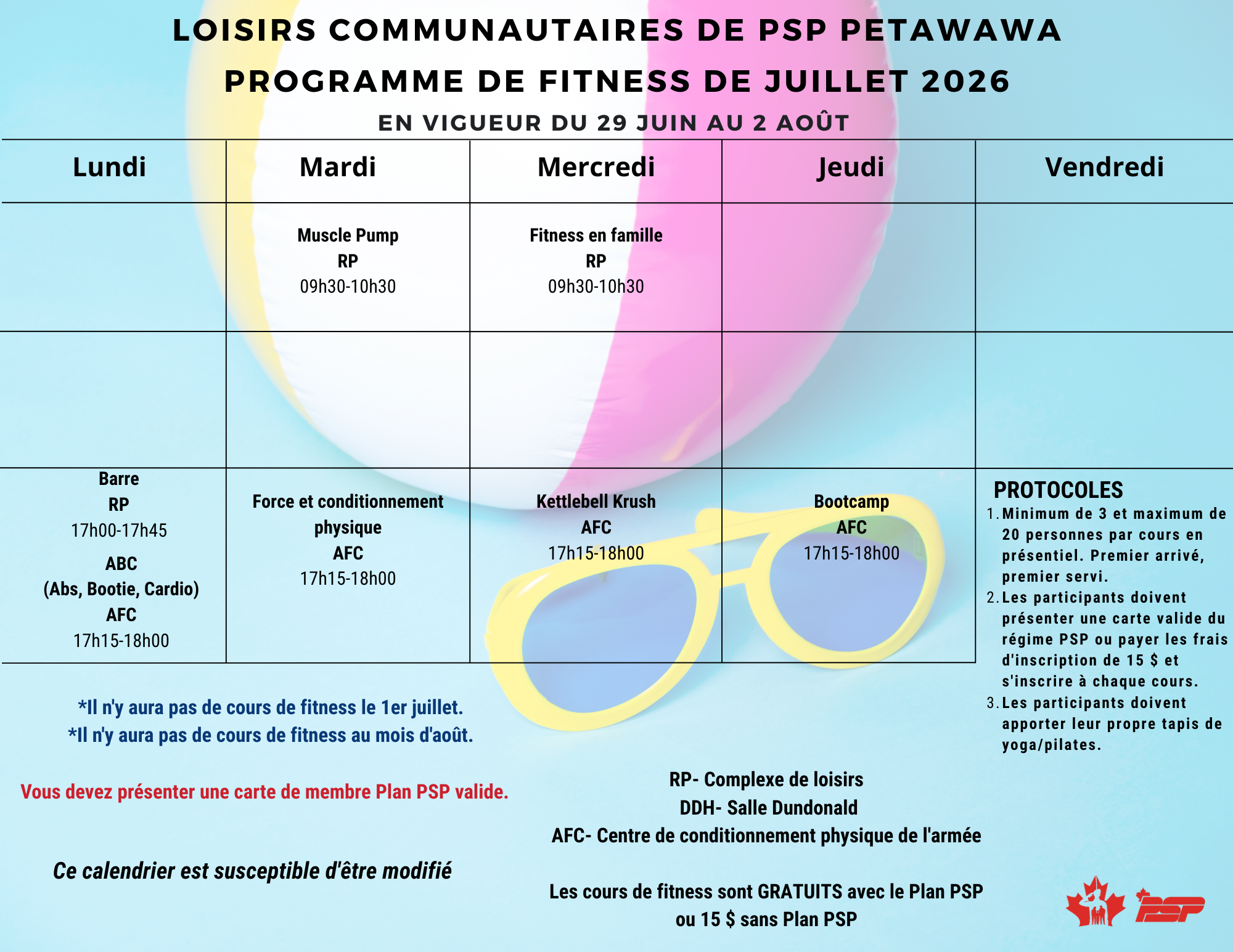 Calendrier de juillet