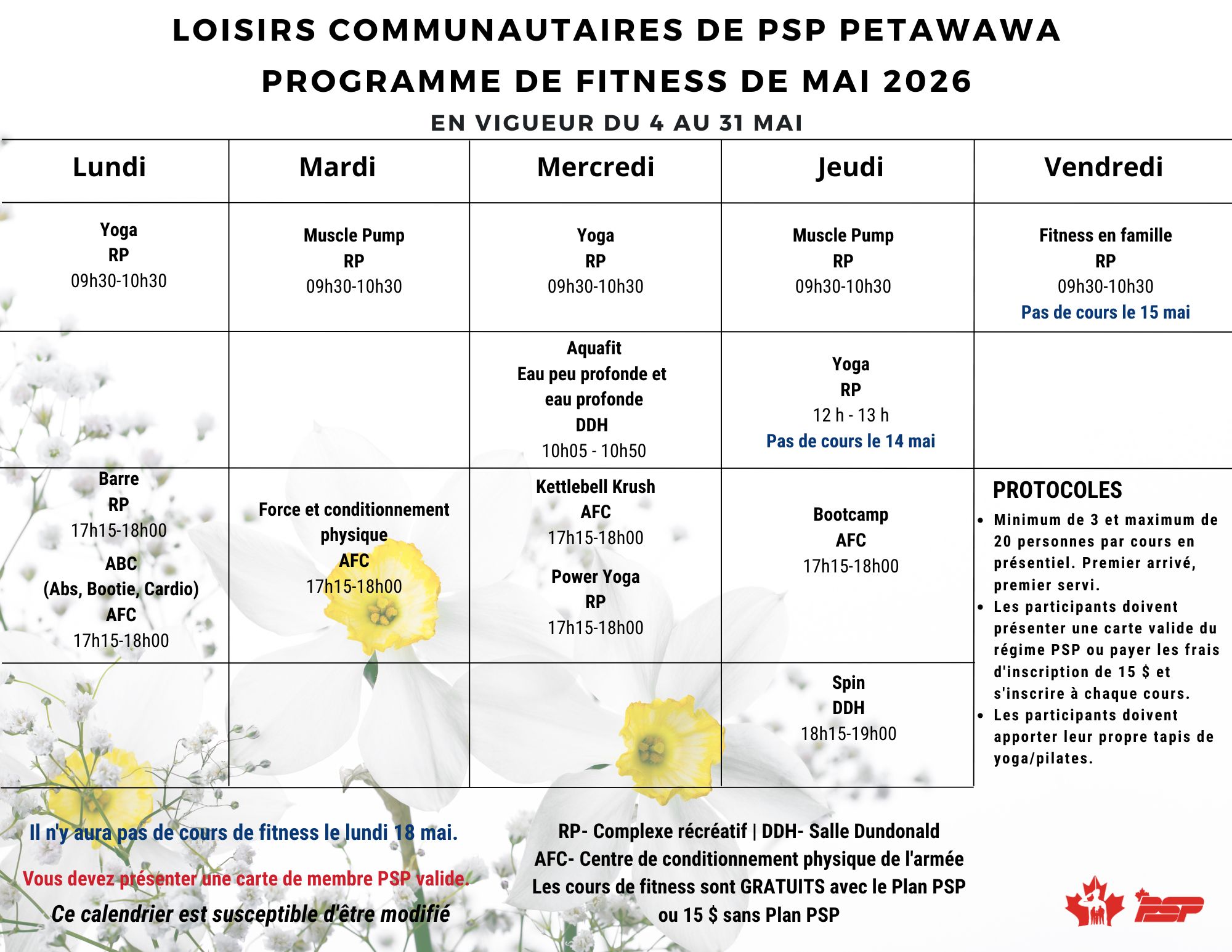 Calendrier de mai