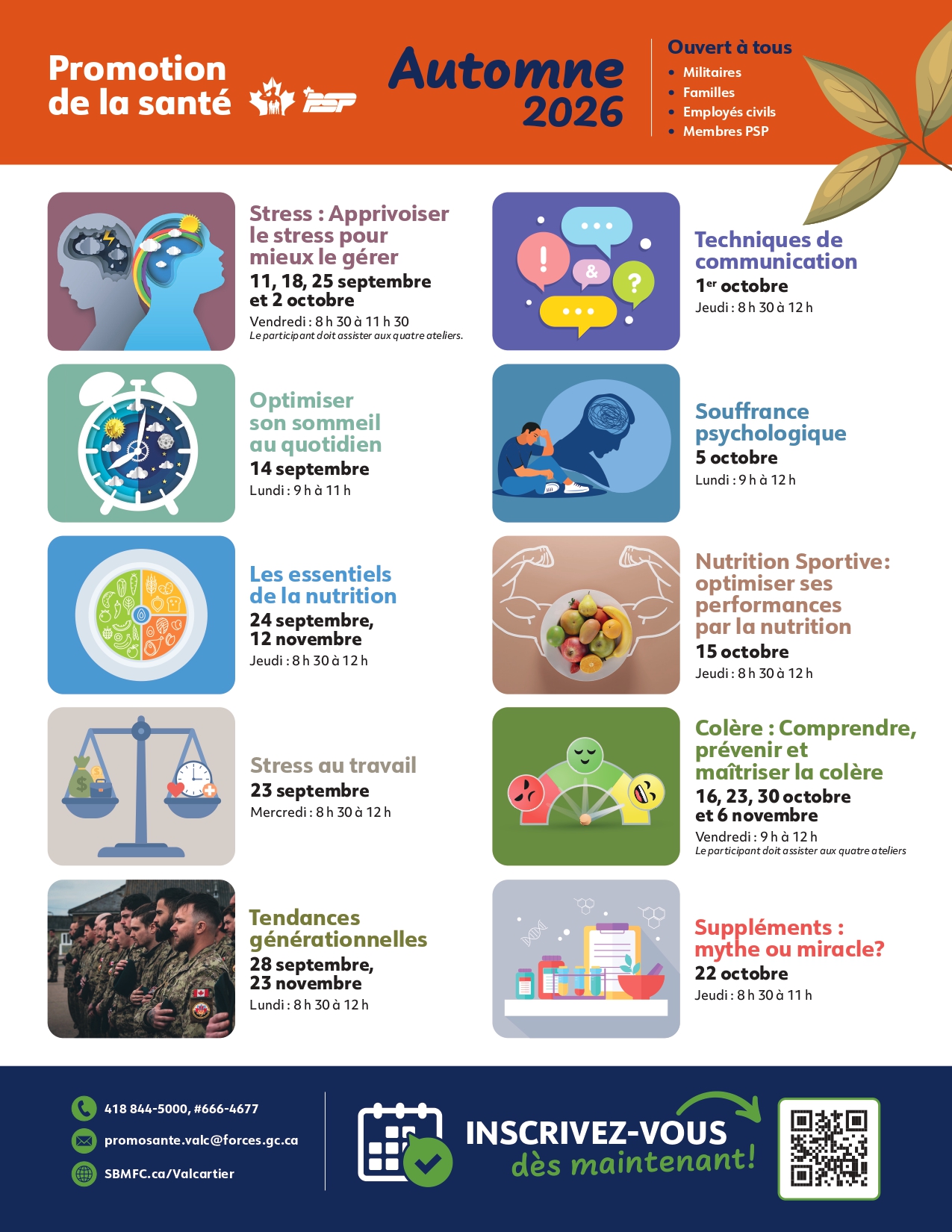 Programmation automne promotion de la santé