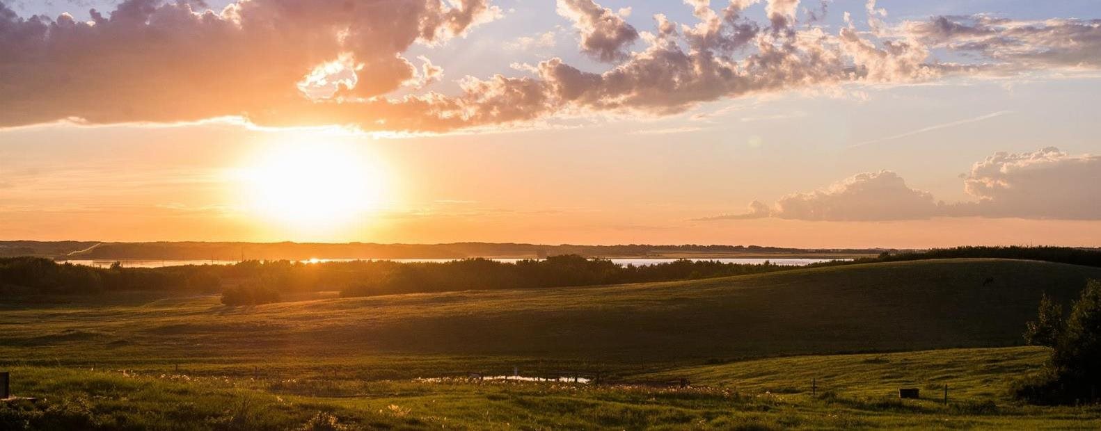 Coucher de soleil au sommet d'une colline