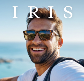 Un homme portant des lunettes de soleil, logo IRIS