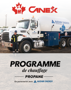 Camion de propane, logos CANEX et Avenir