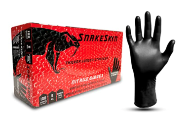 Nitrile glove and Snakeskyn logo