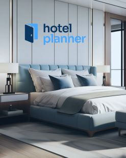 chambre d'hôtel, logo du planificateur d'hôtel
