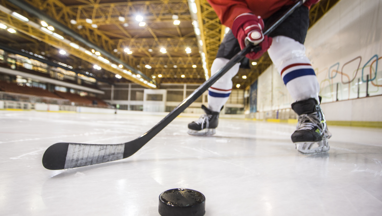 hockey stick and puck