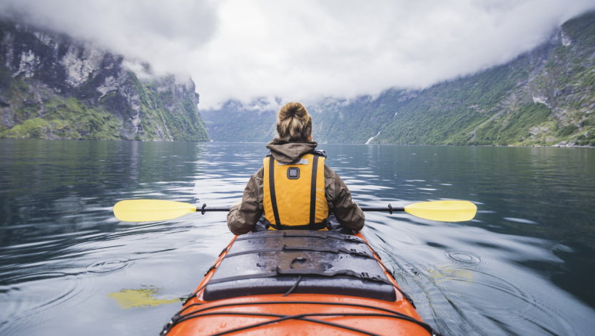 woman in canoe