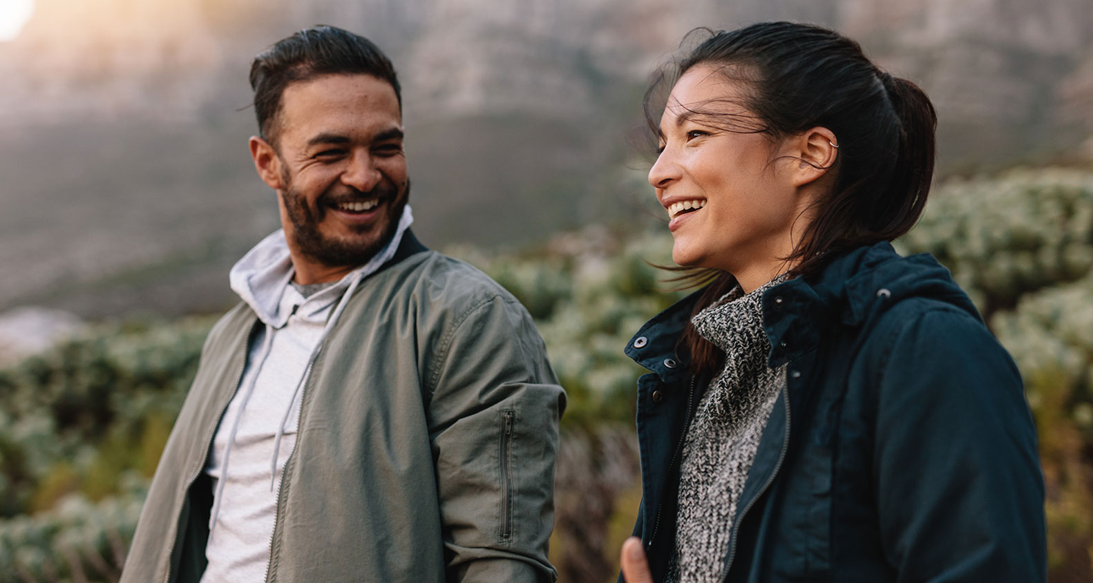 Man and woman smiling