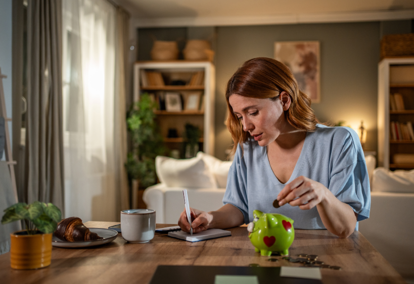 Femme qui fait des économies 
