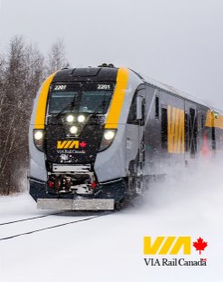 Train traversant la neige, logo VIA