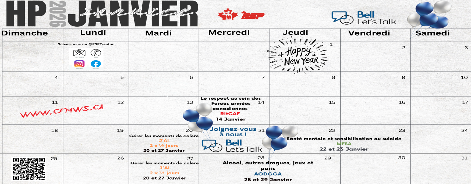 Janvier/Fevrier Calendrier